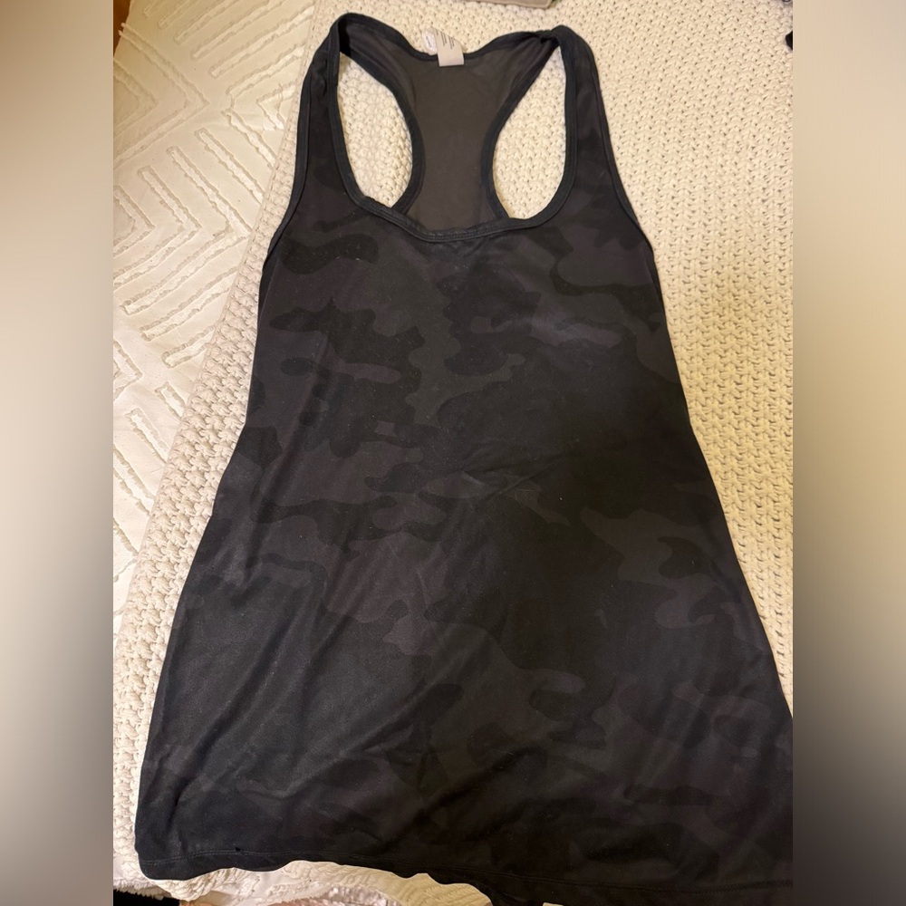 Black and grey camo racer back workout tank